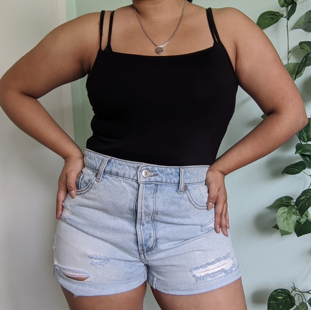 Light washed high waisted shorts